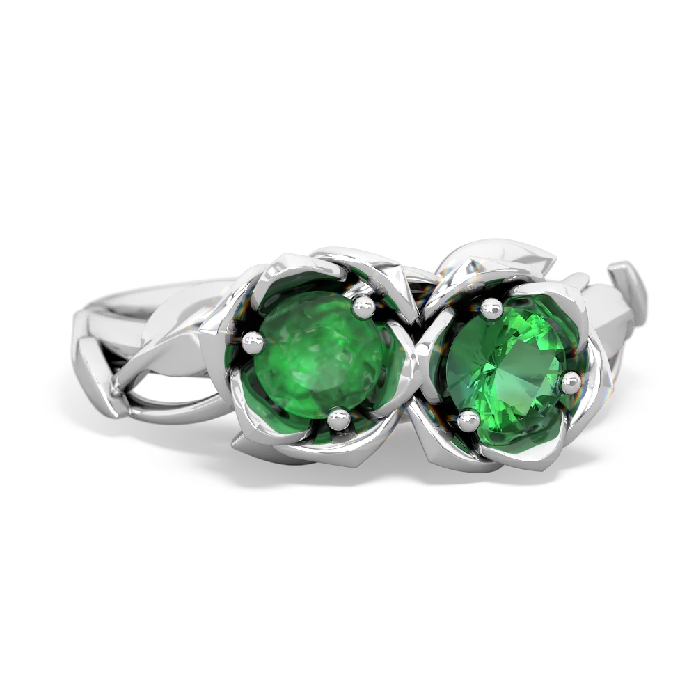 Emerald Rose Garden 14K White Gold ring R5510