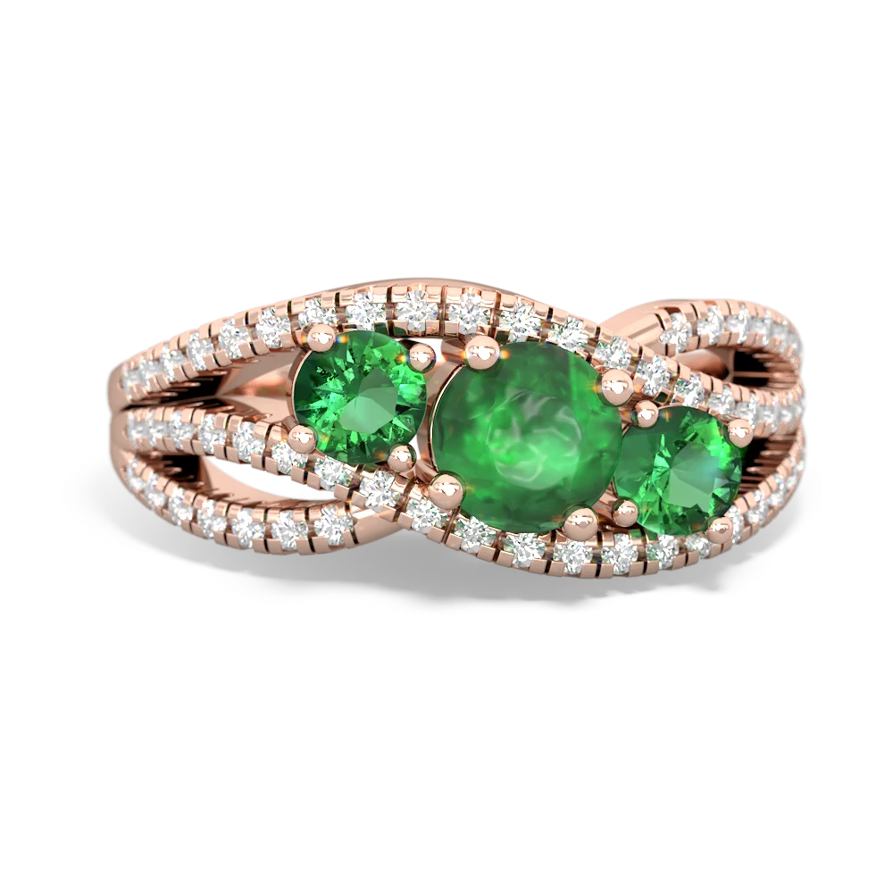 Emerald Three Stone Aurora 14K Rose Gold ring R3080