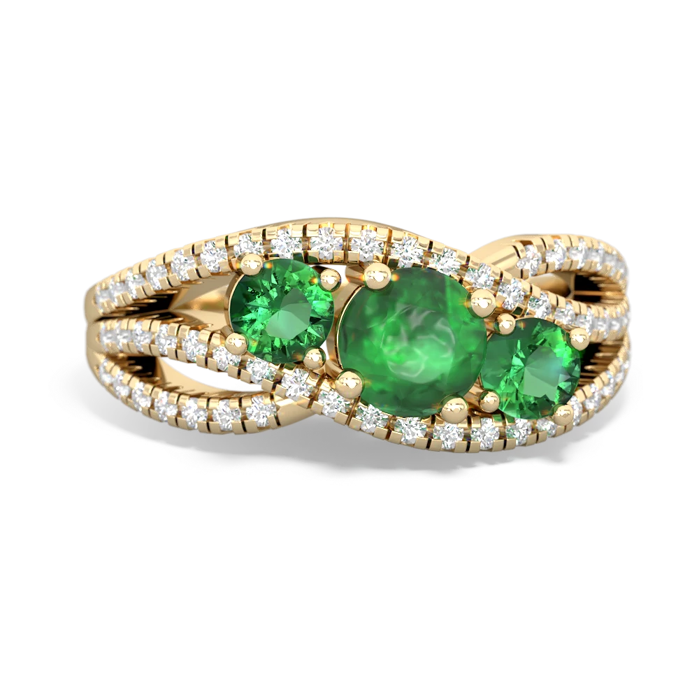 Emerald Three Stone Aurora 14K Yellow Gold ring R3080