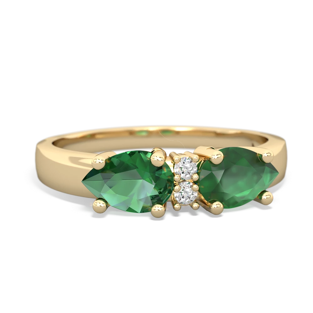 Emerald Pear Bowtie 14K Yellow Gold ring R0865