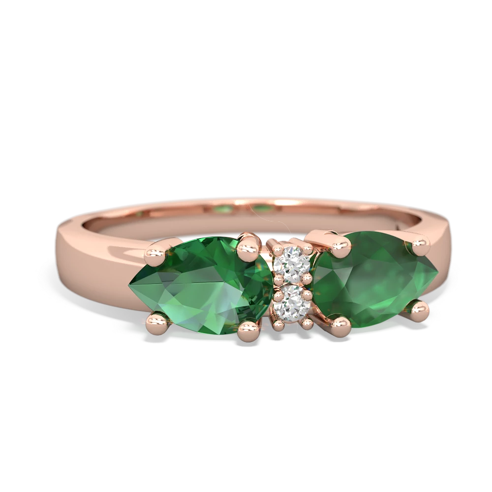 Emerald Pear Bowtie 14K Rose Gold ring R0865