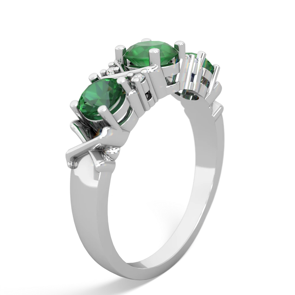 Emerald Hugs And Kisses 14K White Gold ring R5016