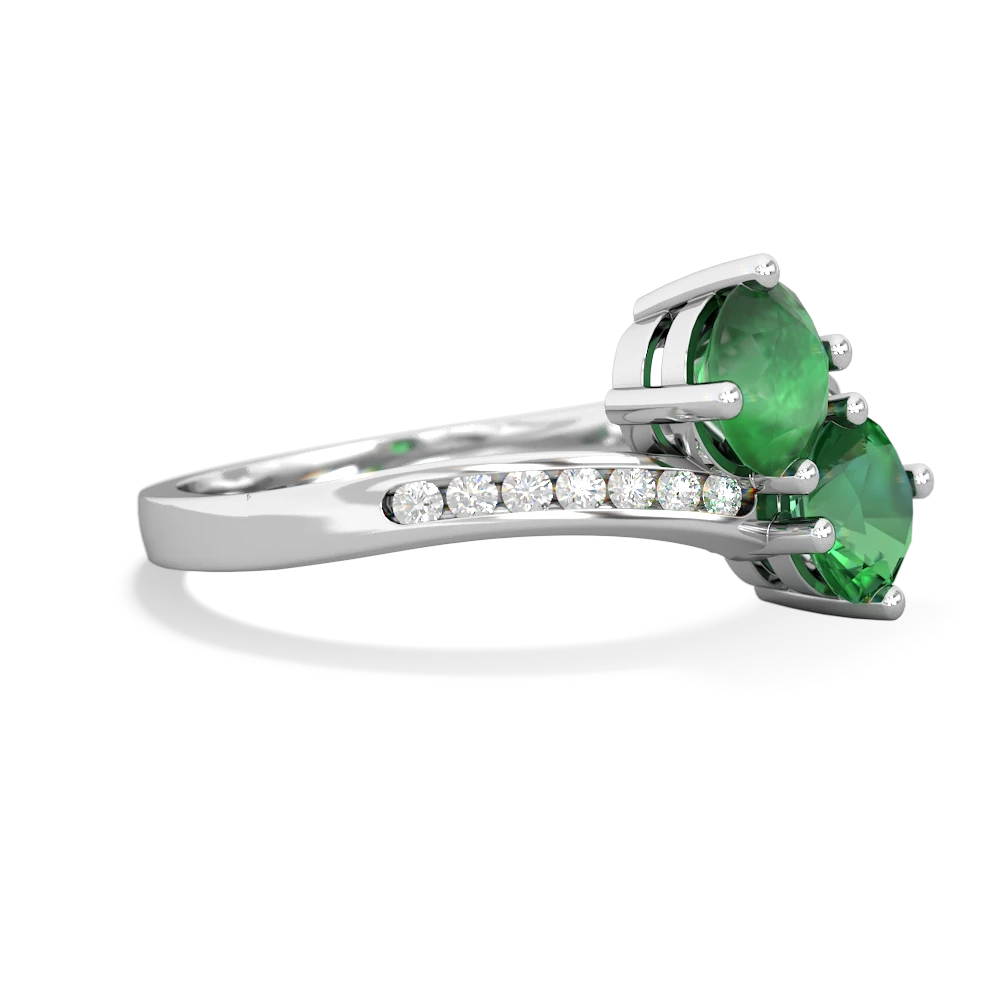 Emerald Channel Set Two Stone 14K White Gold ring R5303