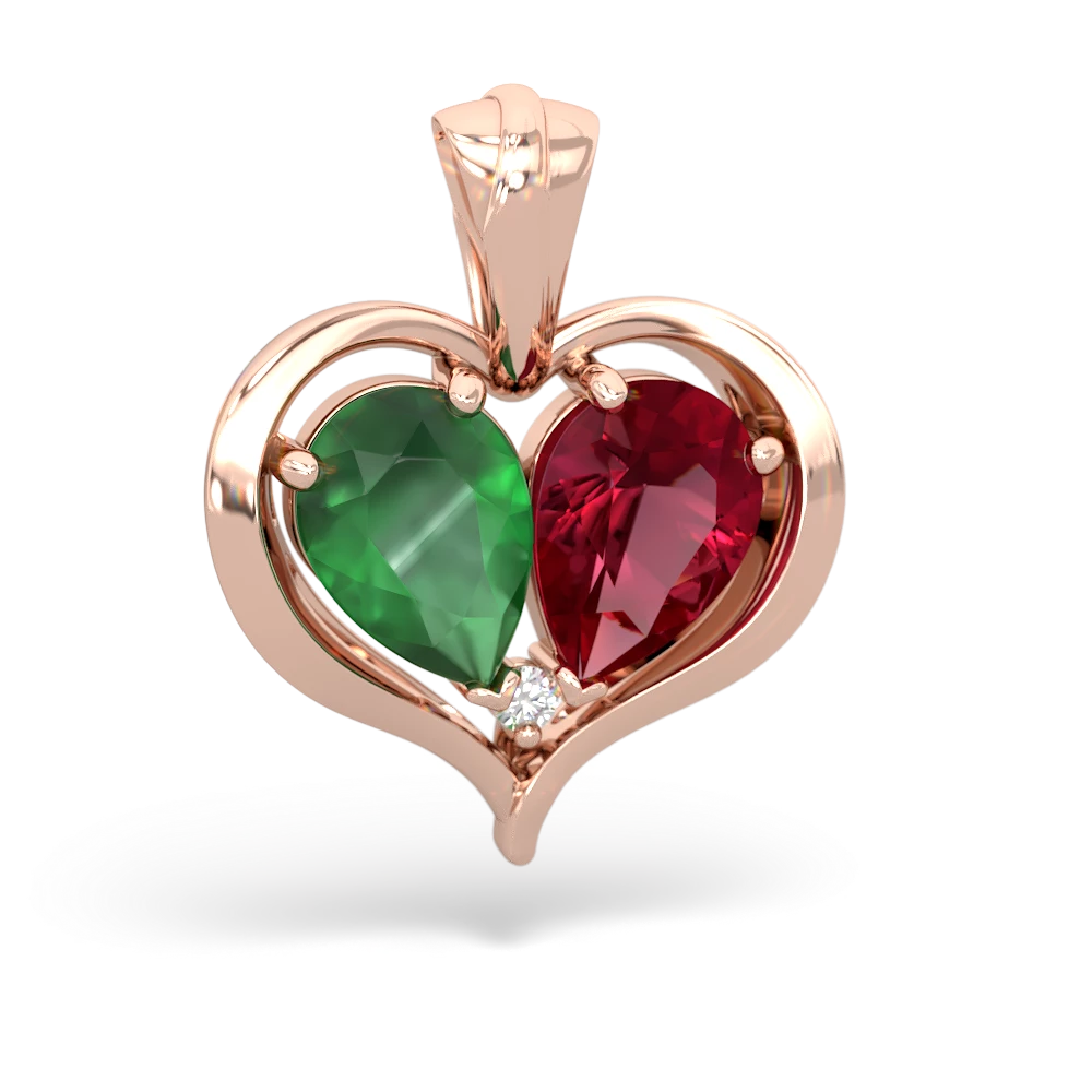 Emerald Two Become One 14K Rose Gold pendant P5330