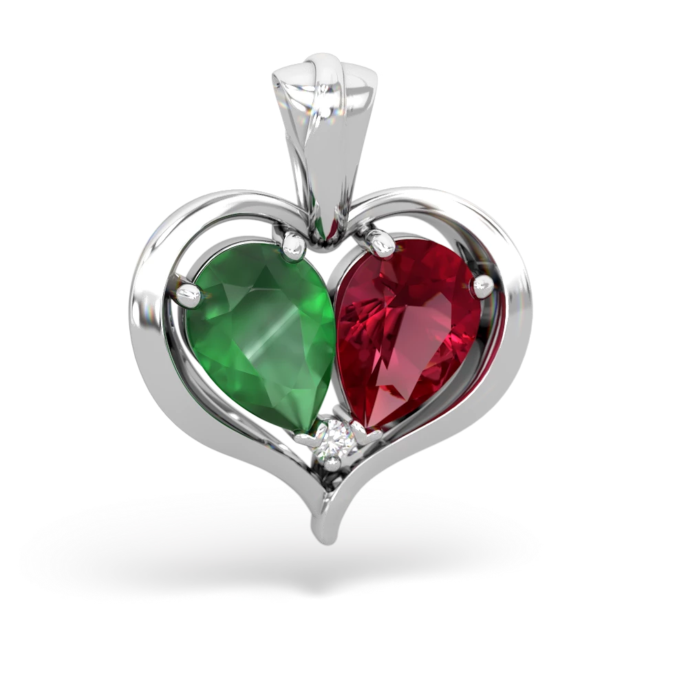 Emerald Two Become One 14K White Gold pendant P5330