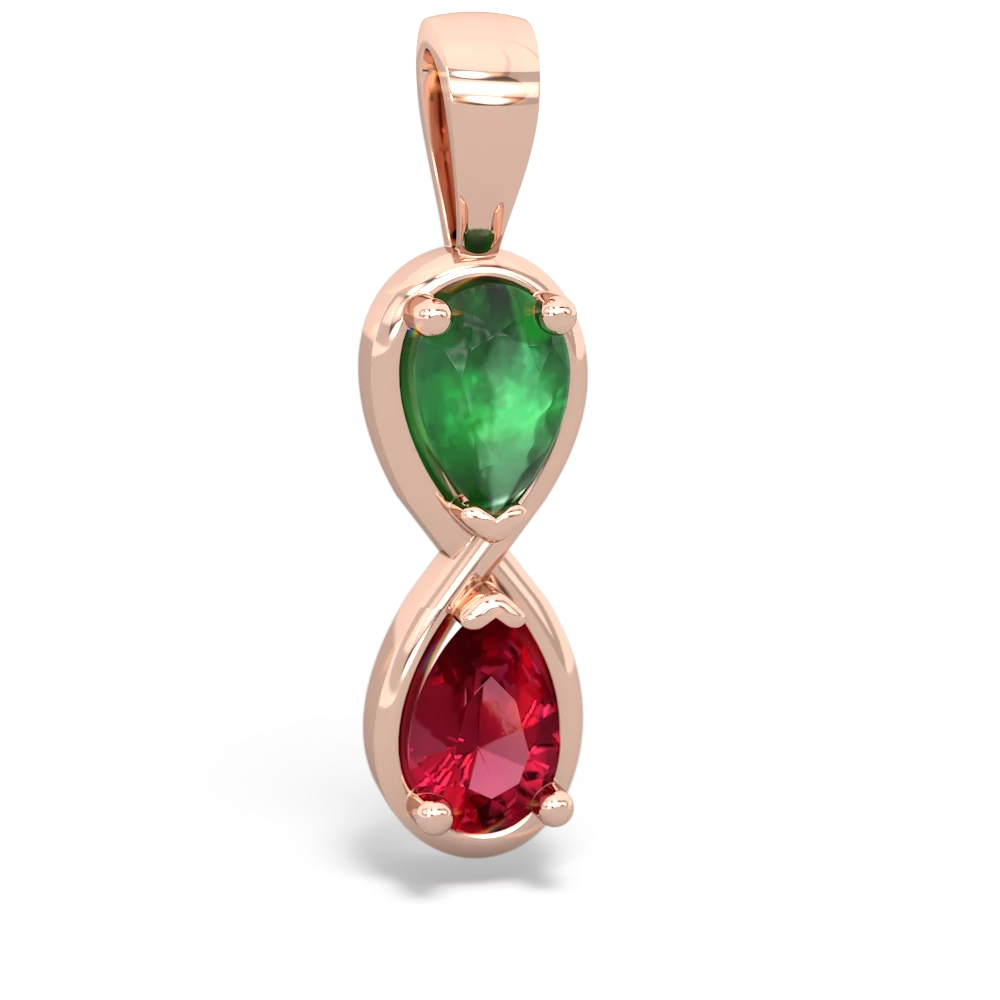 Emerald Infinity 14K Rose Gold pendant P5050