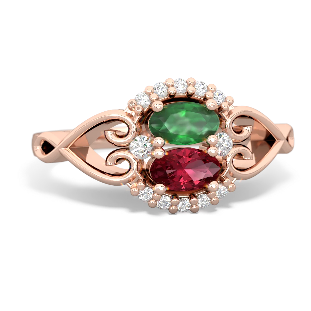 Emerald Love Nest 14K Rose Gold ring R5860