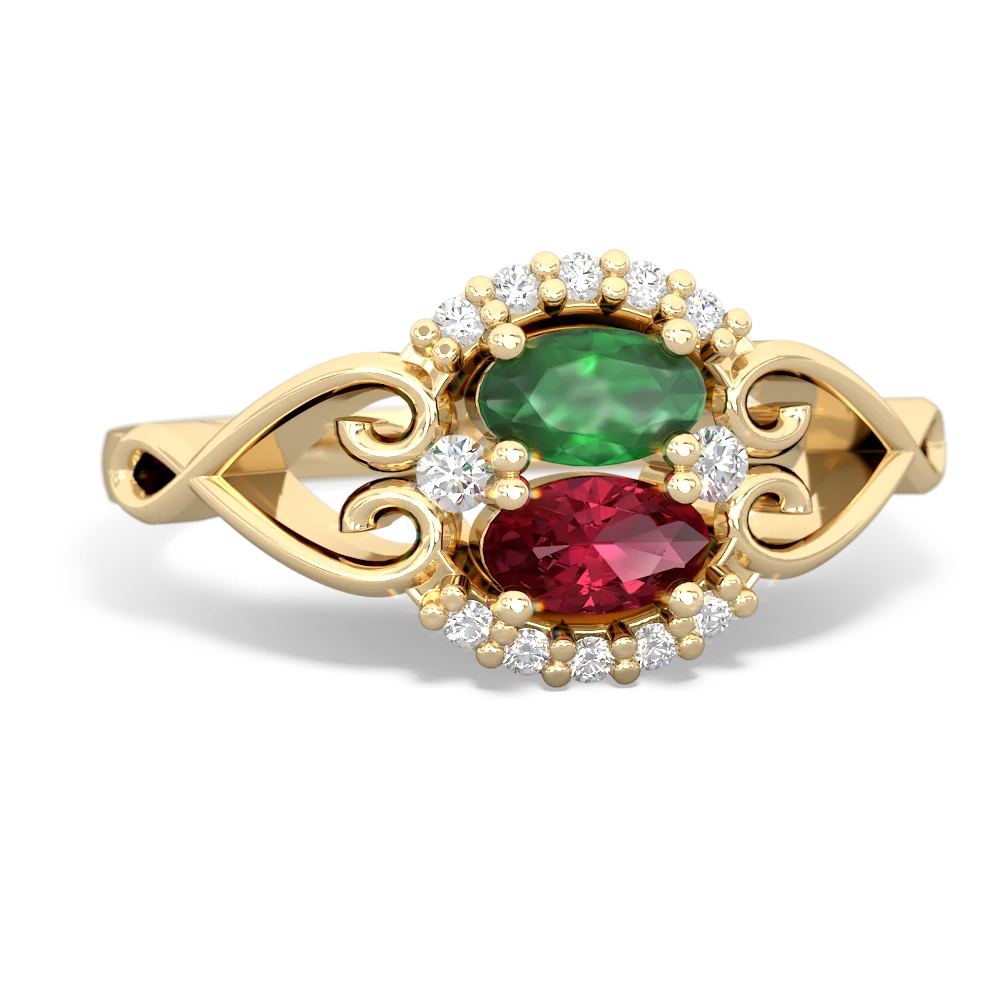 Emerald Love Nest 14K Yellow Gold ring R5860