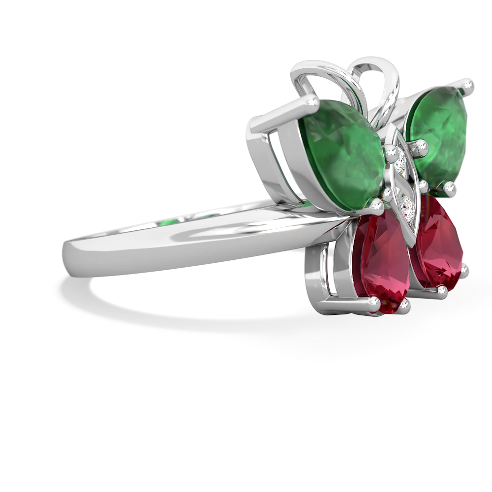 Emerald Butterfly 14K White Gold ring R2215