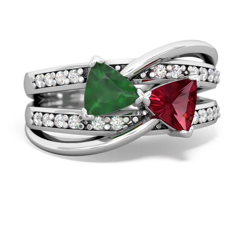 Emerald Bowtie 14K White Gold ring R2360