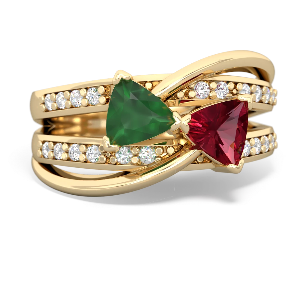 Emerald Bowtie 14K Yellow Gold ring R2360