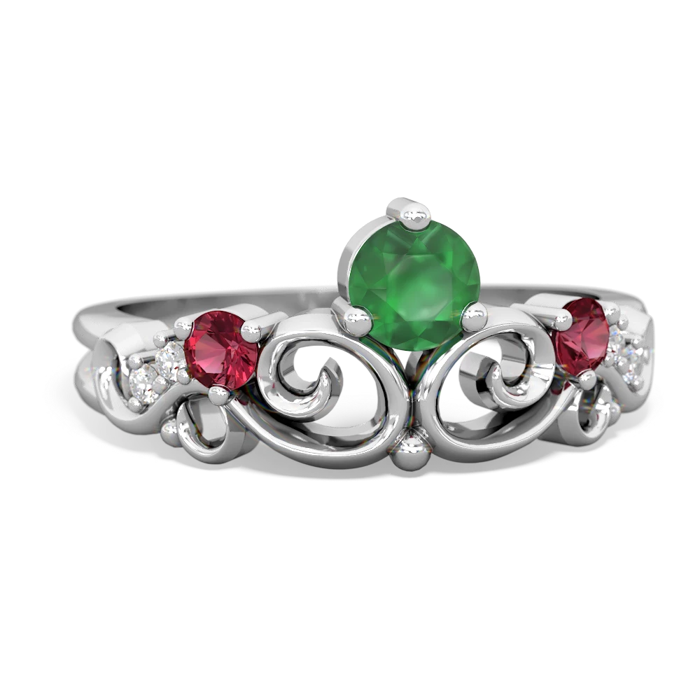 Emerald Crown Keepsake 14K White Gold ring R5740