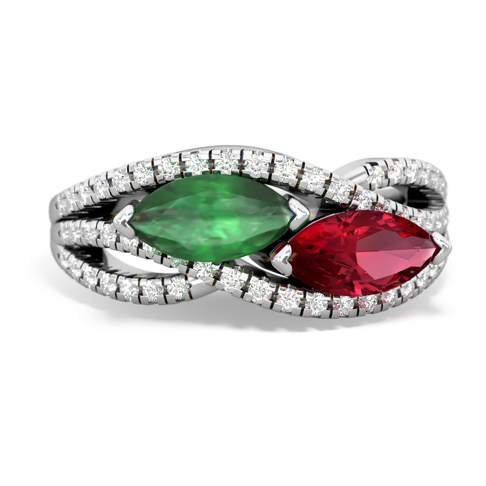 Emerald Diamond Rivers 14K White Gold ring R3070