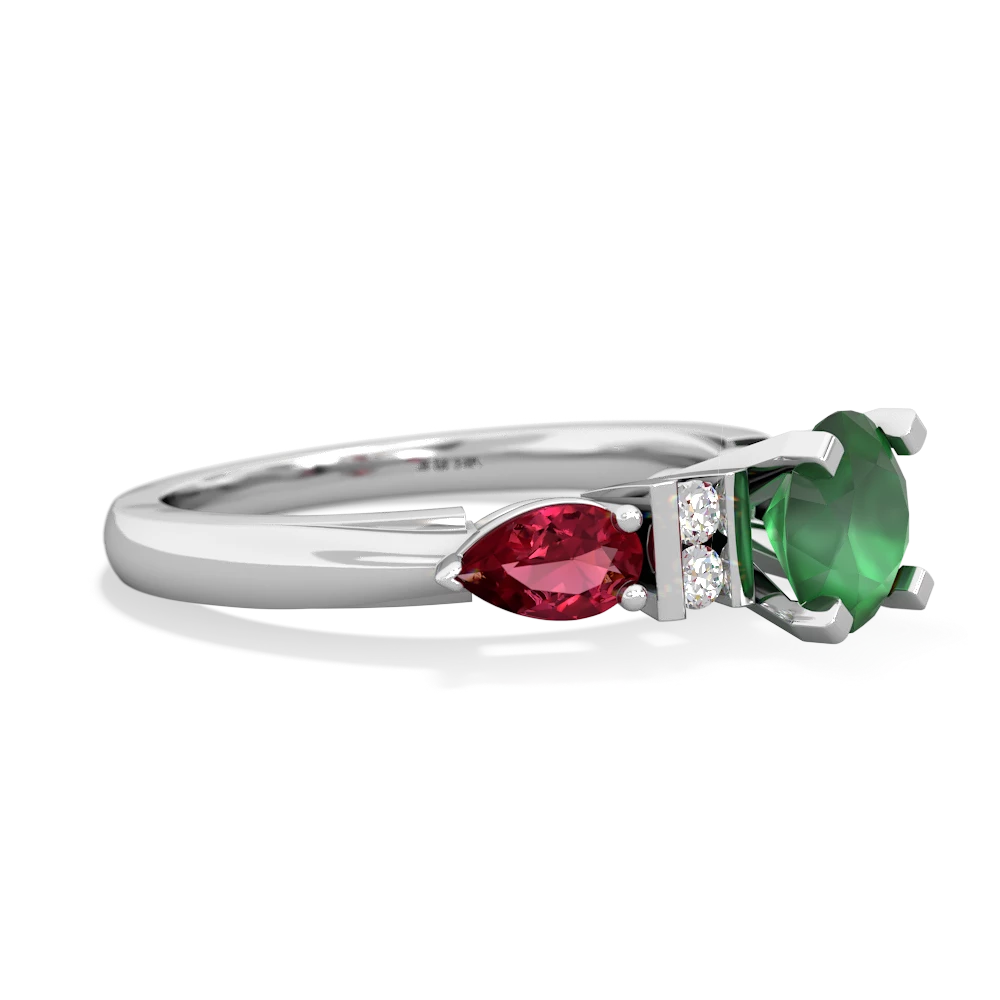 Emerald 6Mm Round Eternal Embrace Engagement 14K White Gold ring R2005