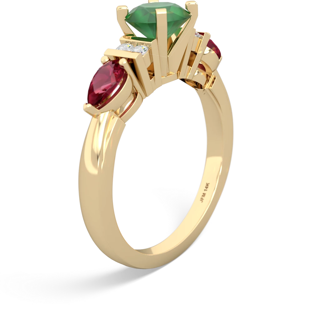 Emerald 6Mm Round Eternal Embrace Engagement 14K Yellow Gold ring R2005