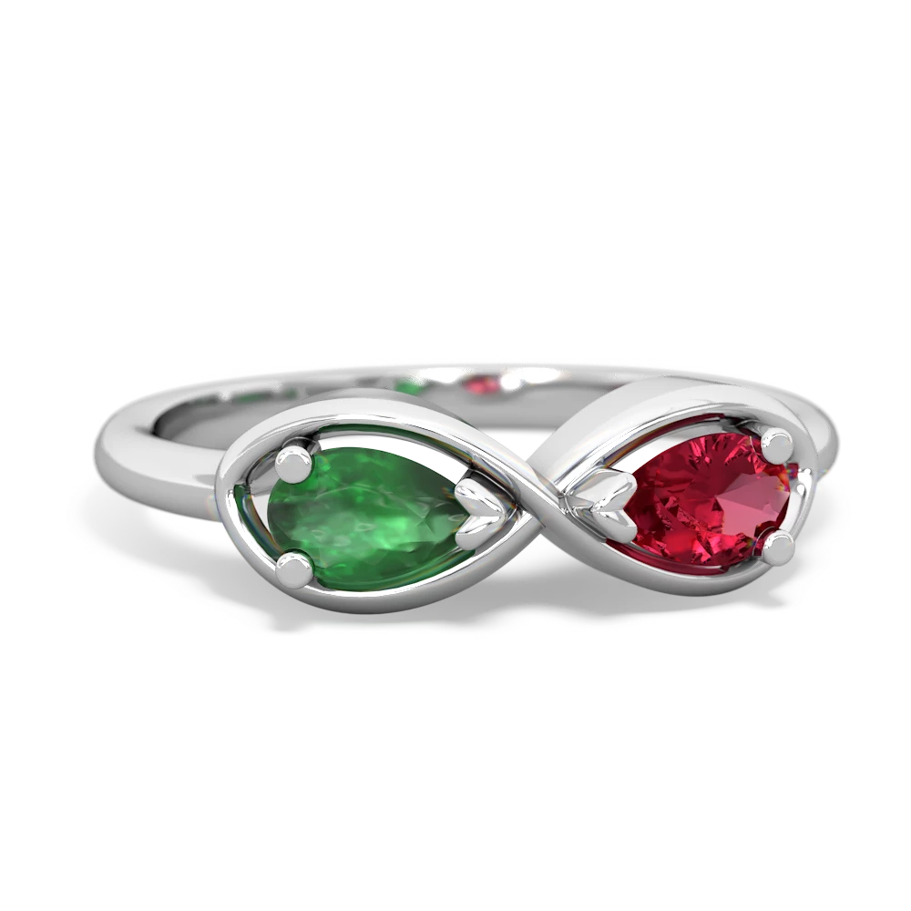 Emerald Infinity 14K White Gold ring R5050