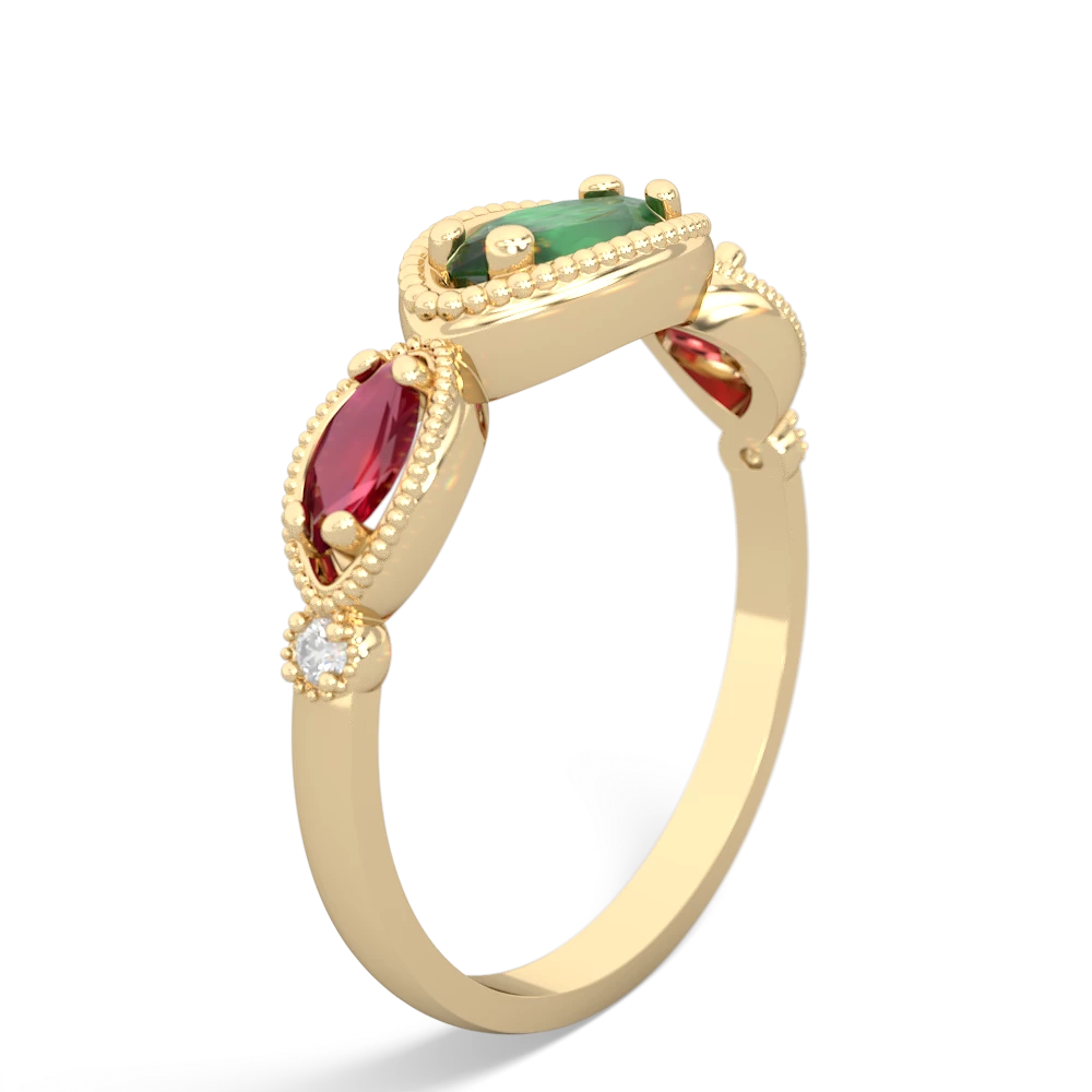 Emerald Milgrain Marquise 14K Yellow Gold ring R5700