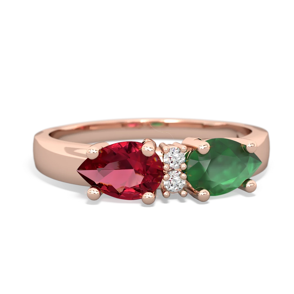 Emerald Pear Bowtie 14K Rose Gold ring R0865