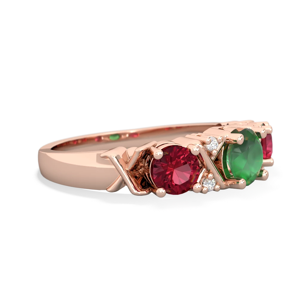 Emerald Hugs And Kisses 14K Rose Gold ring R5016