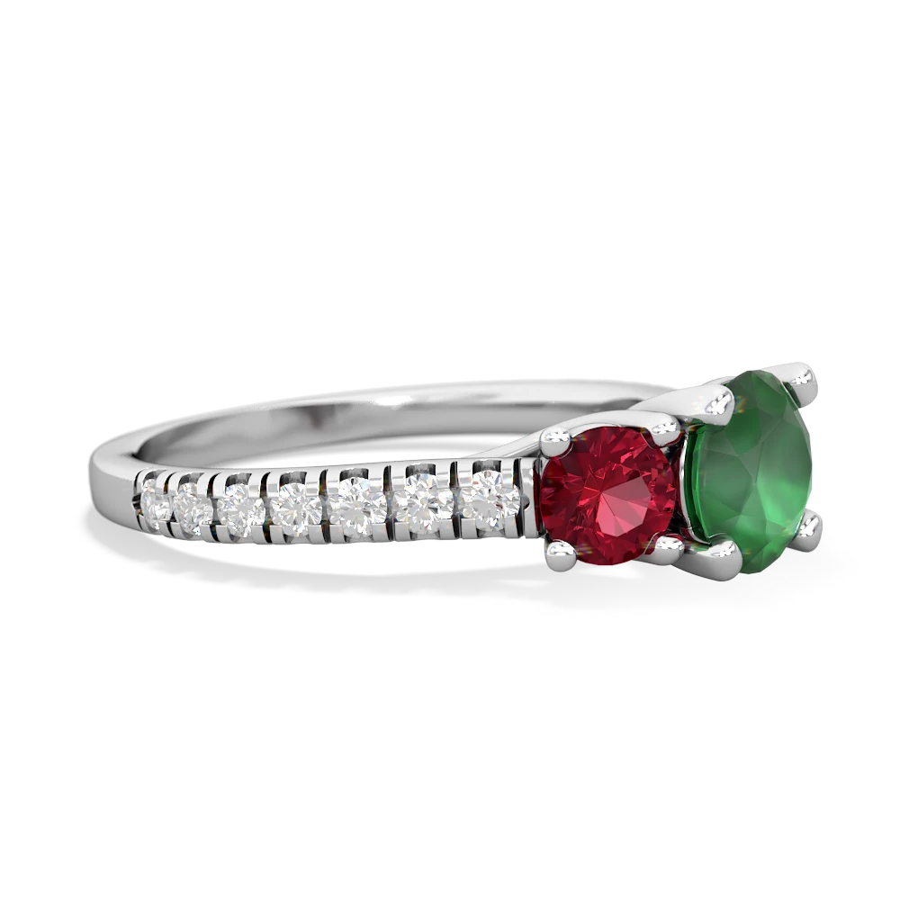 Emerald Pave Trellis 14K White Gold ring R5500