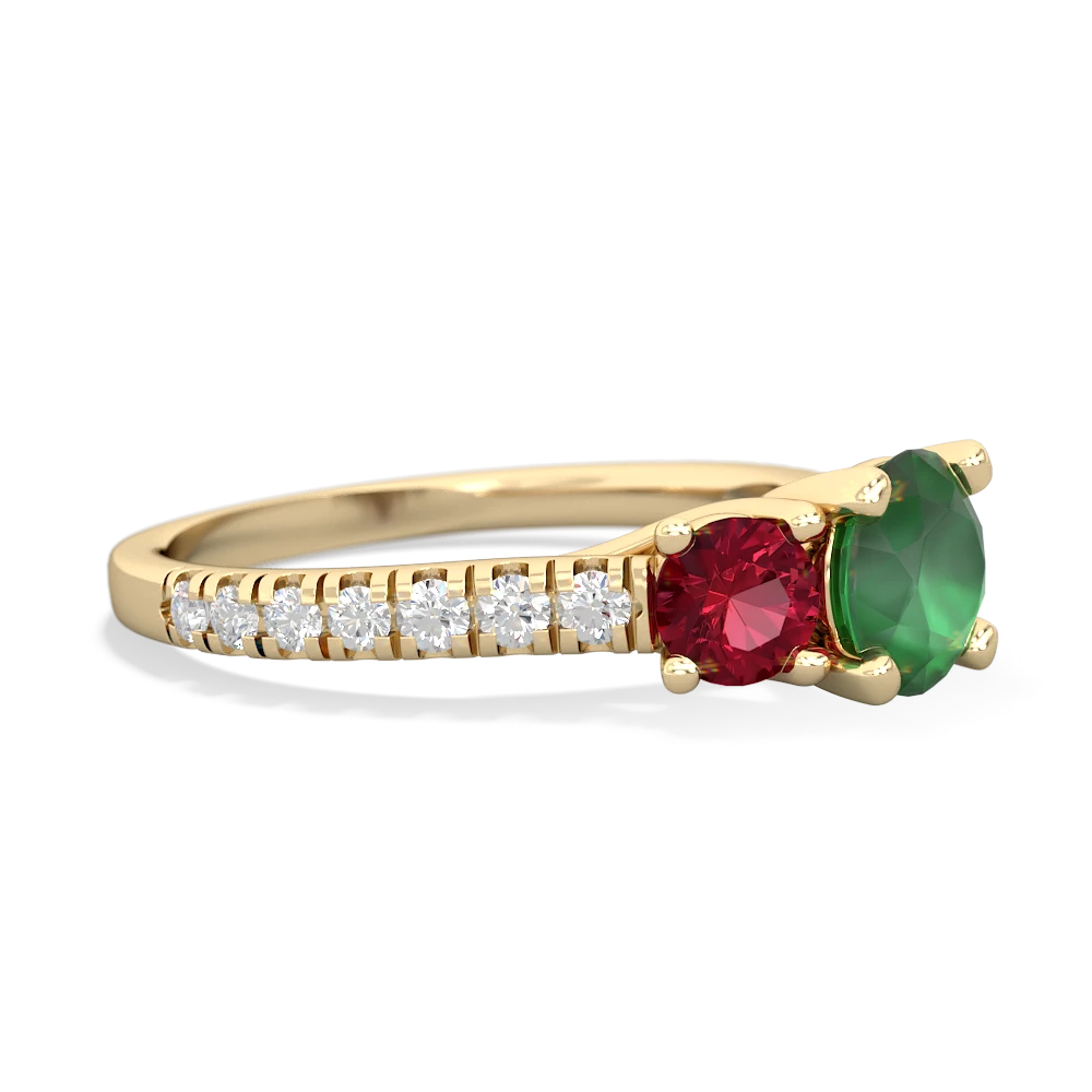 Emerald Pave Trellis 14K Yellow Gold ring R5500