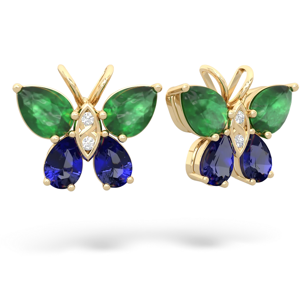 Emerald Butterfly 14K Yellow Gold earrings E2215