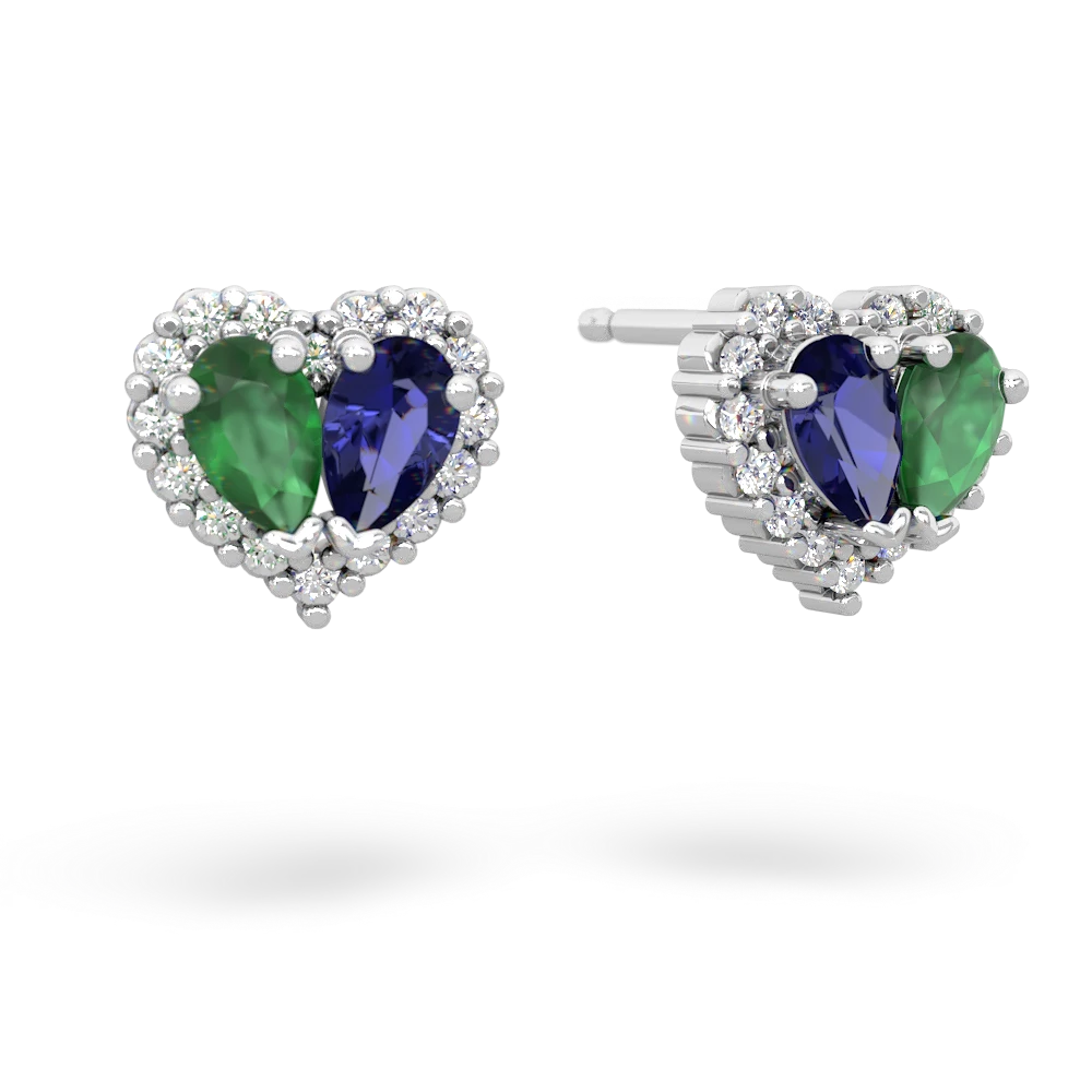 Emerald Halo 14K White Gold earrings E7008