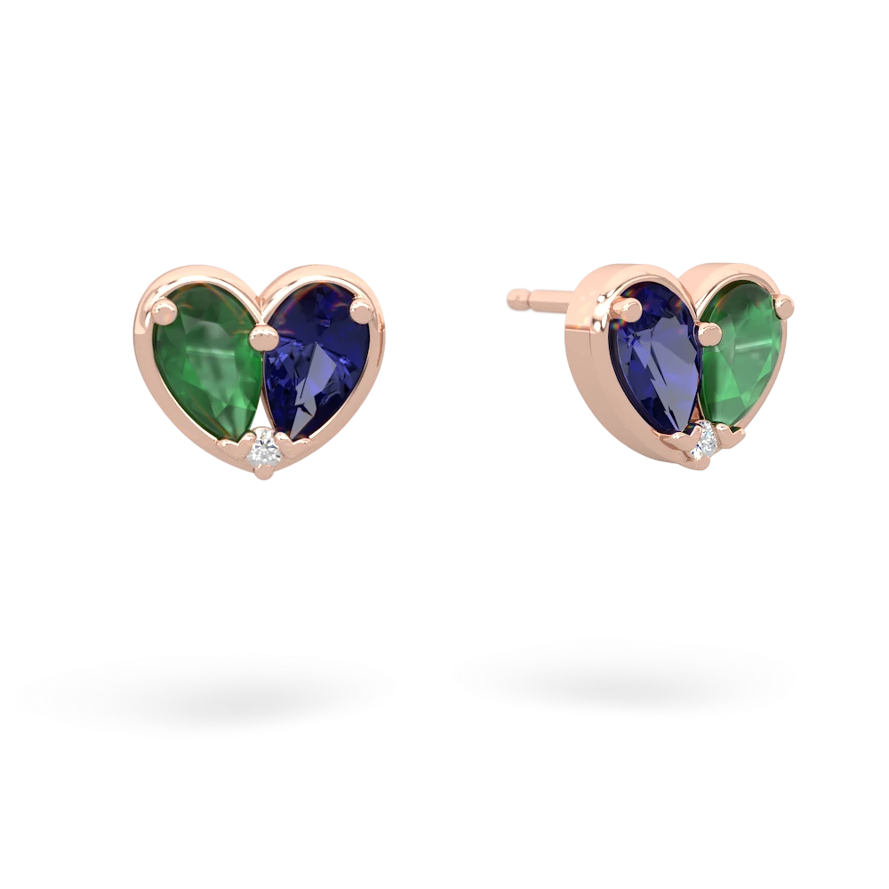 Emerald 'Our Heart' 14K Rose Gold earrings E5072