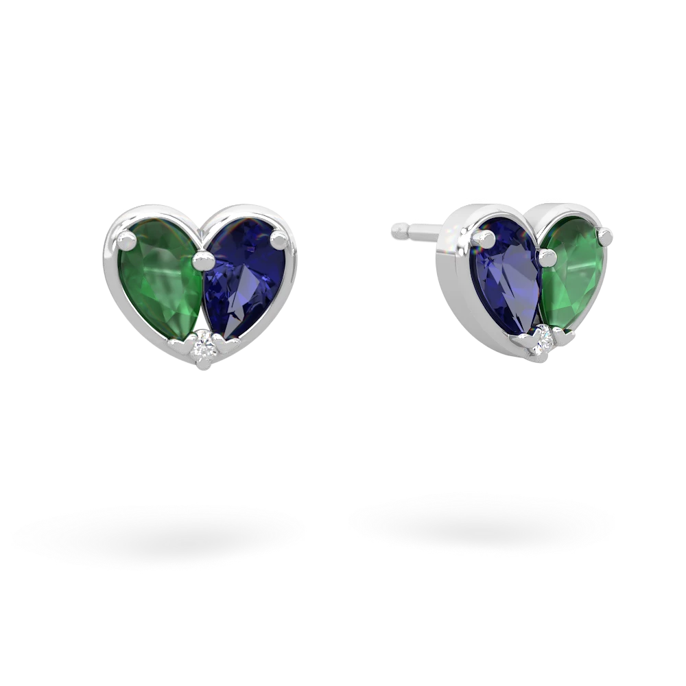 Emerald 'Our Heart' 14K White Gold earrings E5072