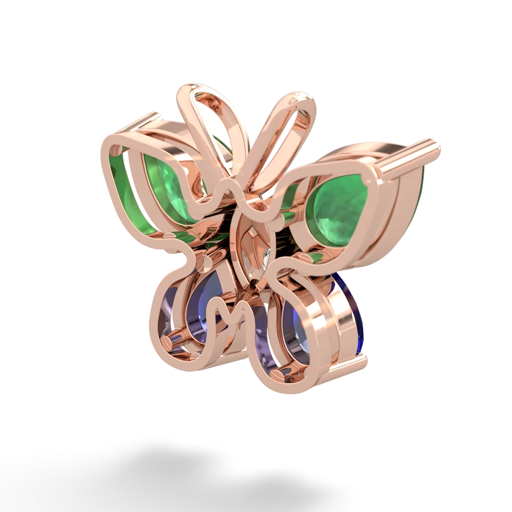 Emerald Butterfly 14K Rose Gold pendant P2215