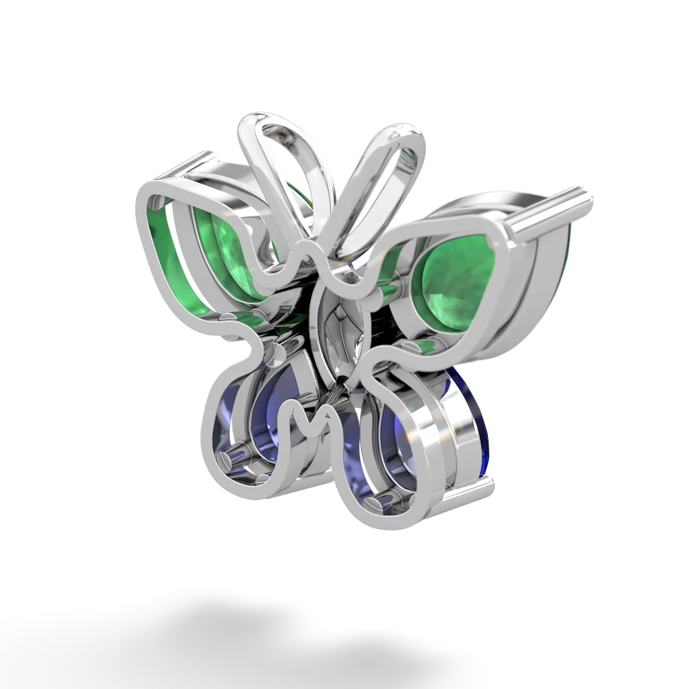 Emerald Butterfly 14K White Gold pendant P2215