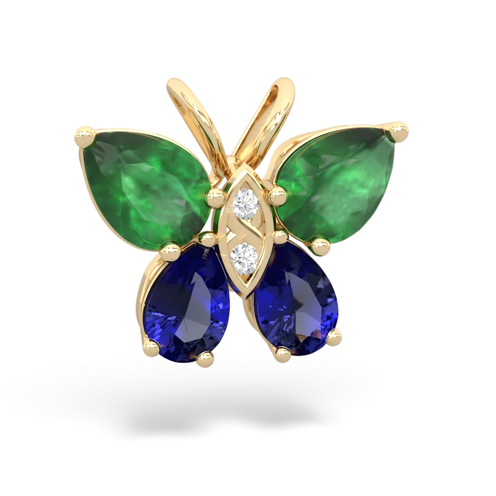 Emerald Butterfly 14K Yellow Gold pendant P2215