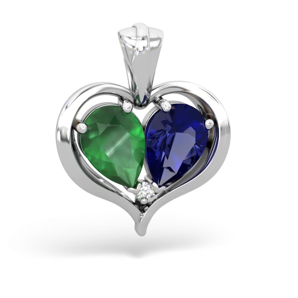 Emerald Two Become One 14K White Gold pendant P5330