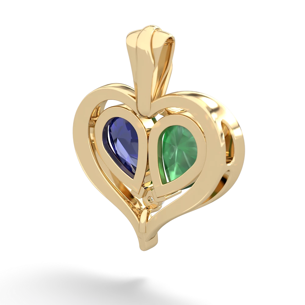 Emerald Two Become One 14K Yellow Gold pendant P5330