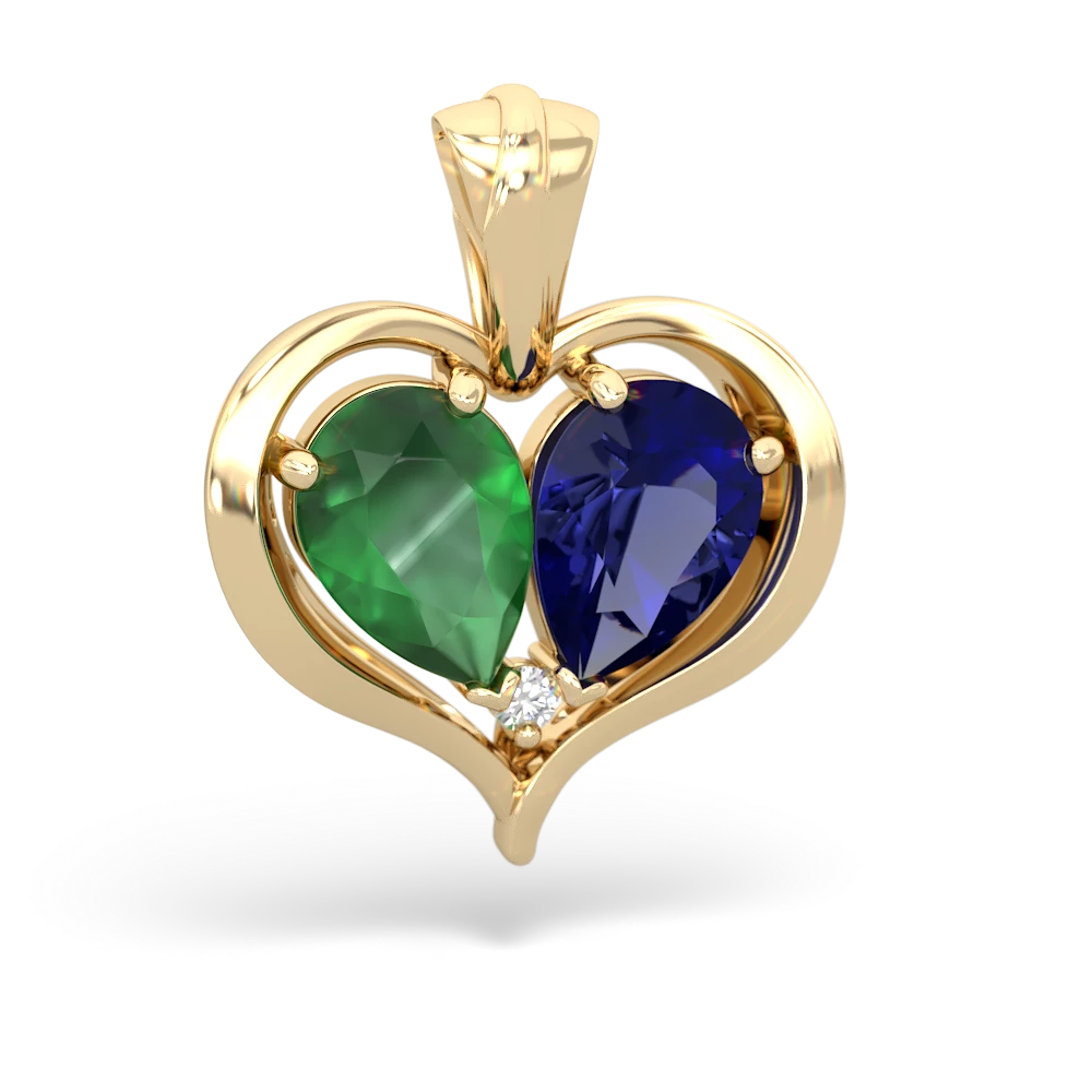 Emerald Two Become One 14K Yellow Gold pendant P5330