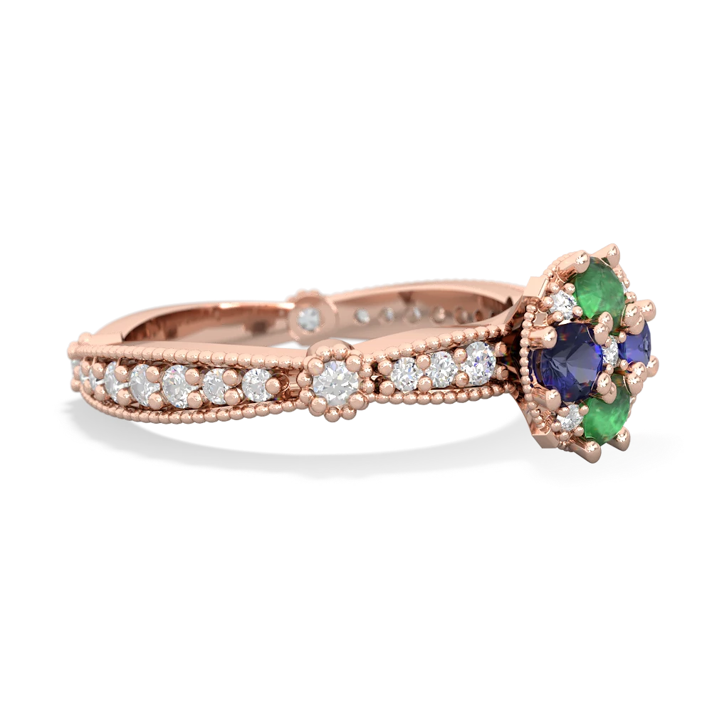 Emerald Sparkling Tiara Cluster 14K Rose Gold ring R26293RD