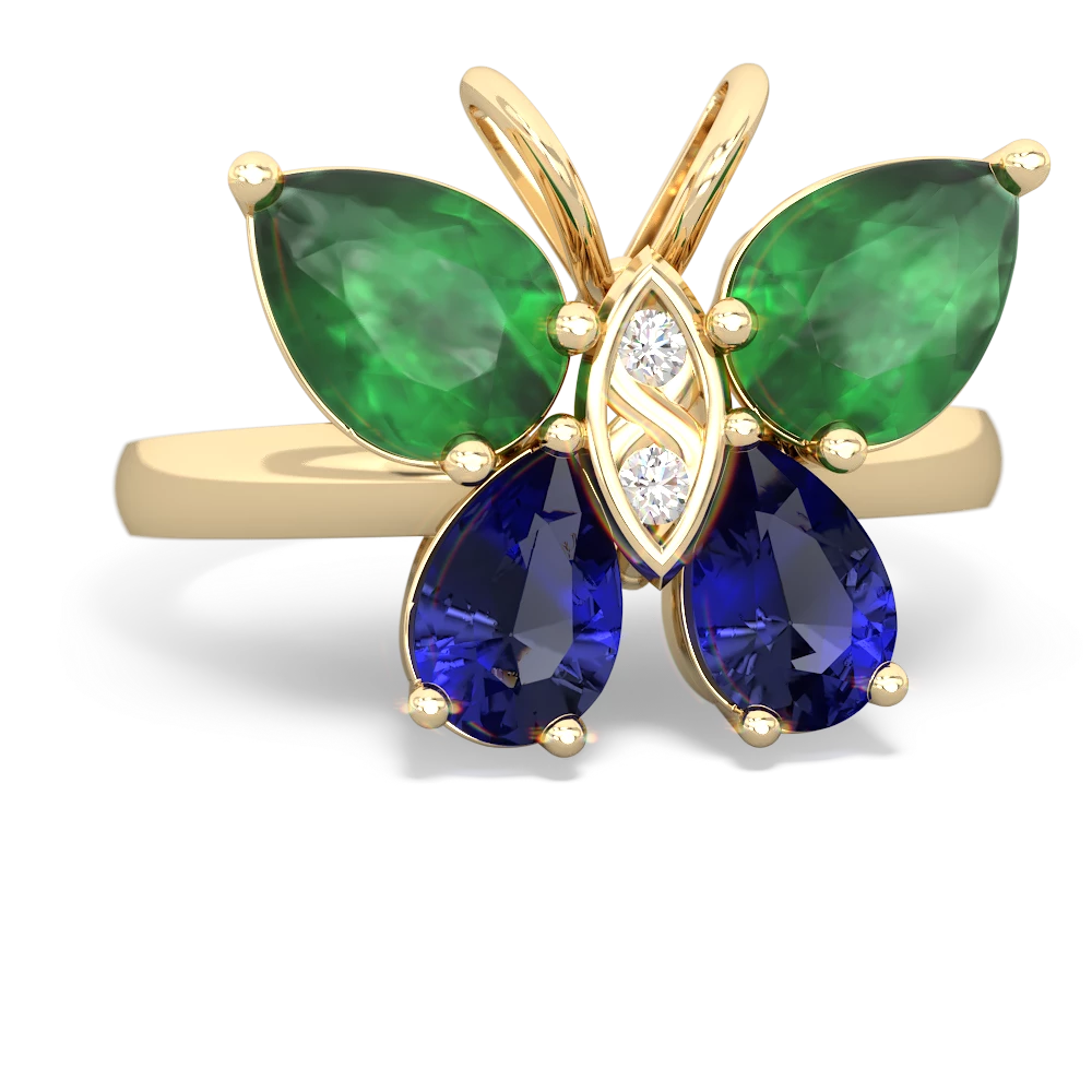 Emerald Butterfly 14K Yellow Gold ring R2215