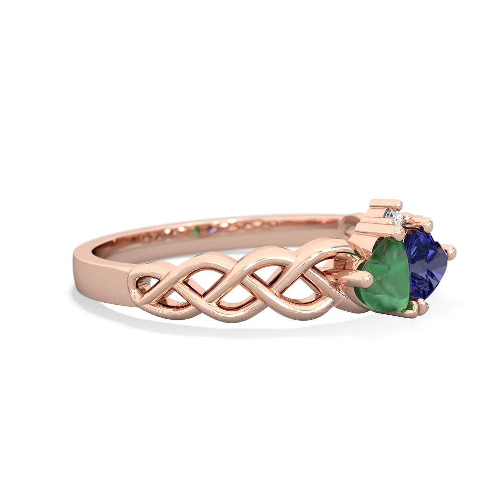 Emerald Heart To Heart Braid 14K Rose Gold ring R5870