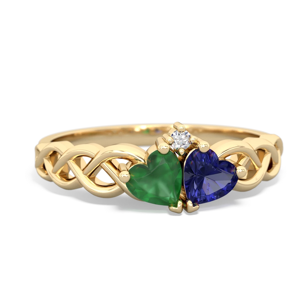 Emerald Heart To Heart Braid 14K Yellow Gold ring R5870