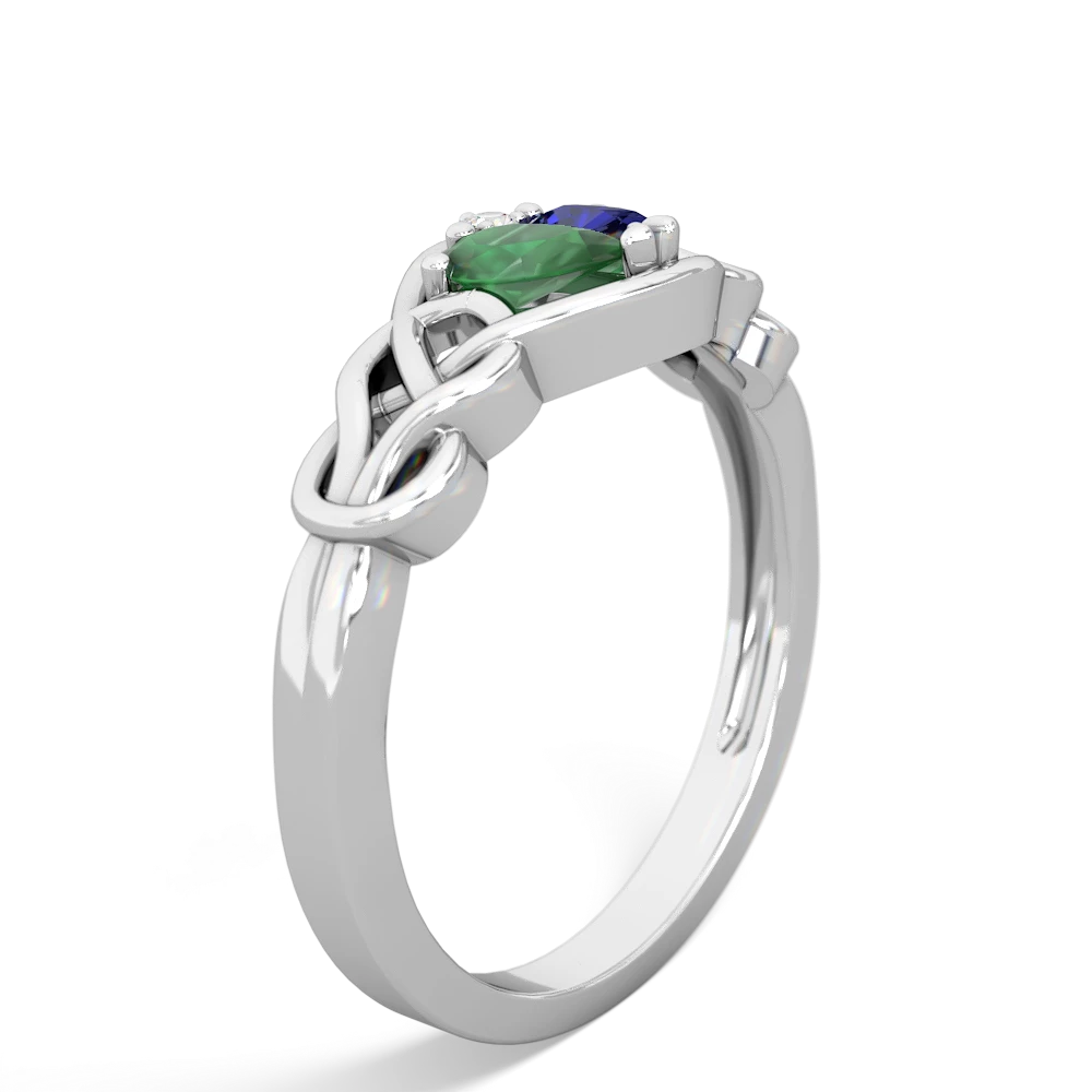 Emerald Celtic Love Knot 14K White Gold ring R5420