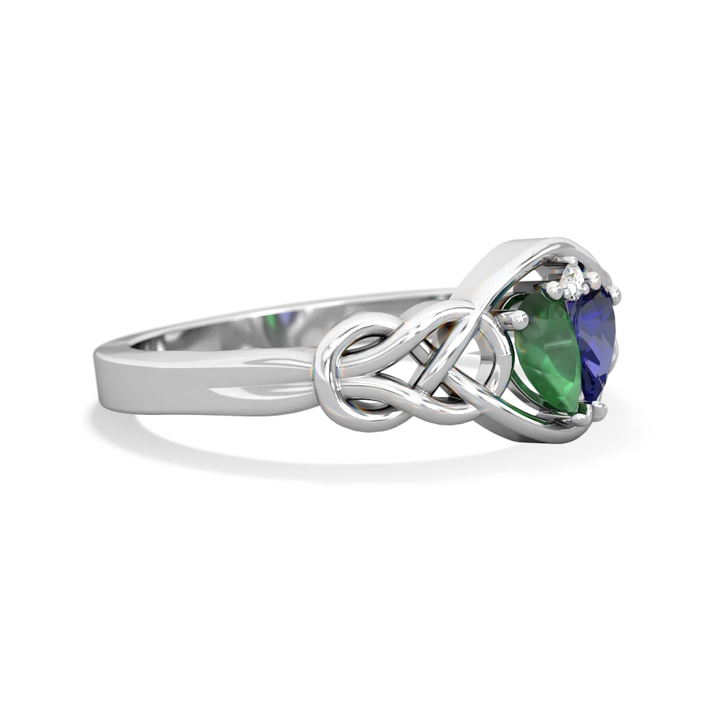 Emerald Celtic Love Knot 14K White Gold ring R5420