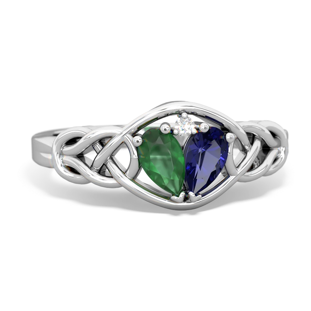 Emerald Celtic Love Knot 14K White Gold ring R5420