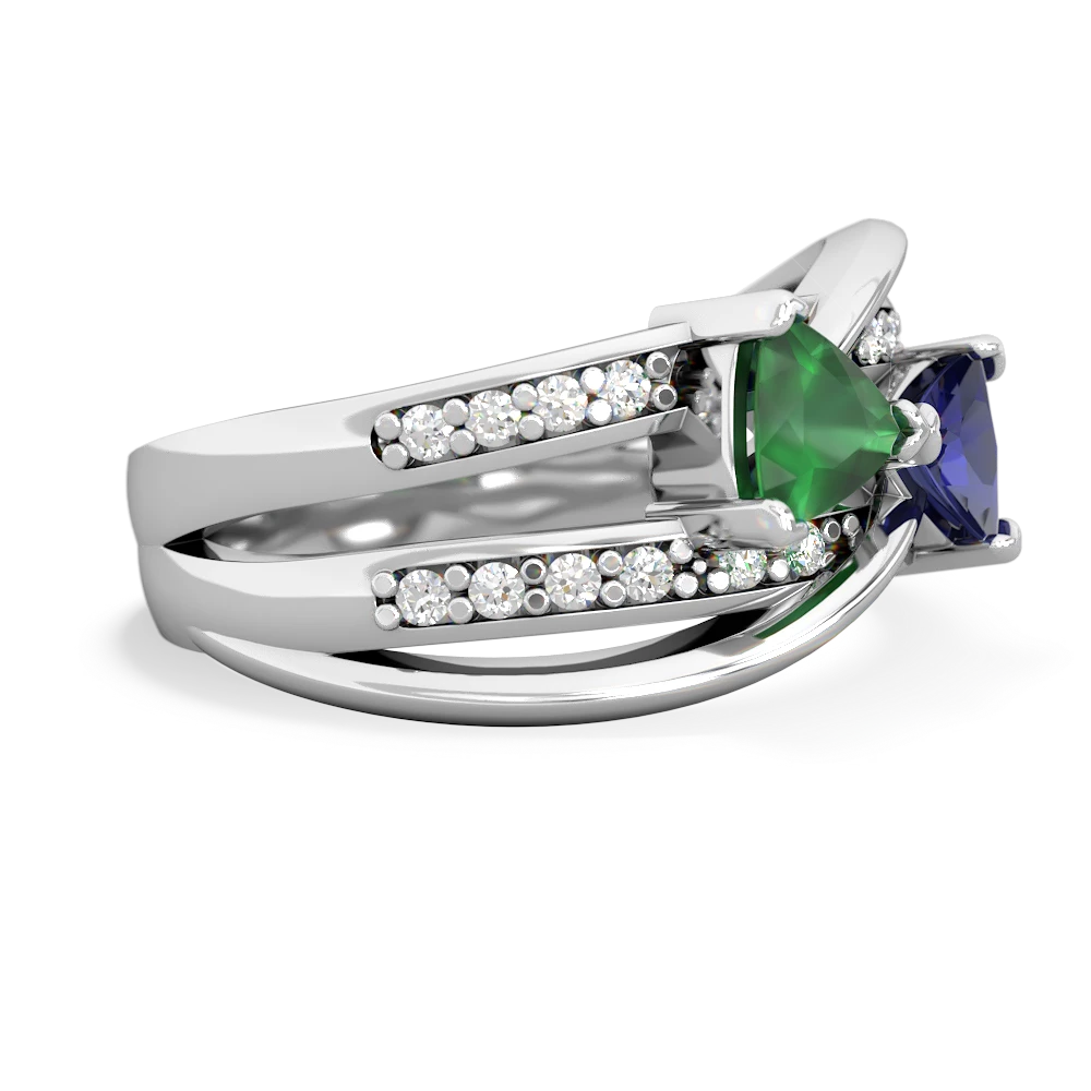 Emerald Bowtie 14K White Gold ring R2360