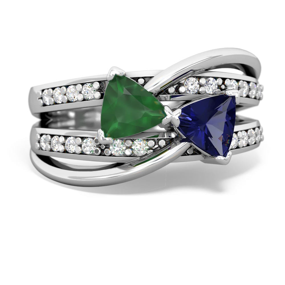 Emerald Bowtie 14K White Gold ring R2360