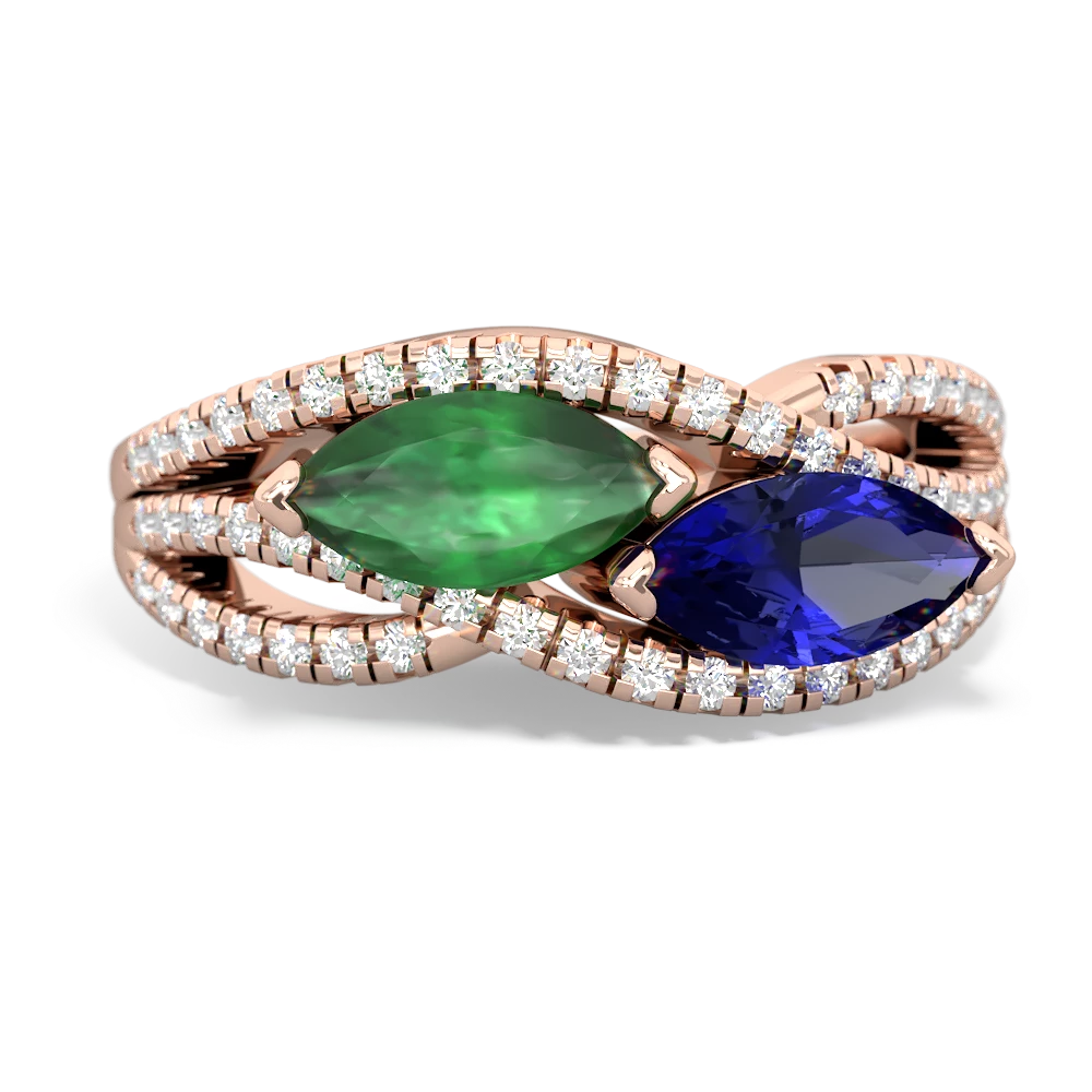 Emerald Diamond Rivers 14K Rose Gold ring R3070