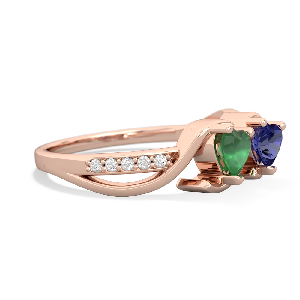 Emerald Side By Side 14K Rose Gold ring R3090