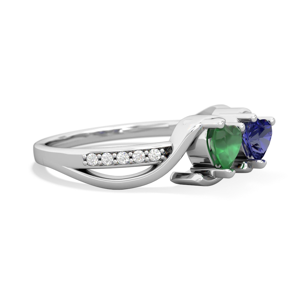 Emerald Side By Side 14K White Gold ring R3090