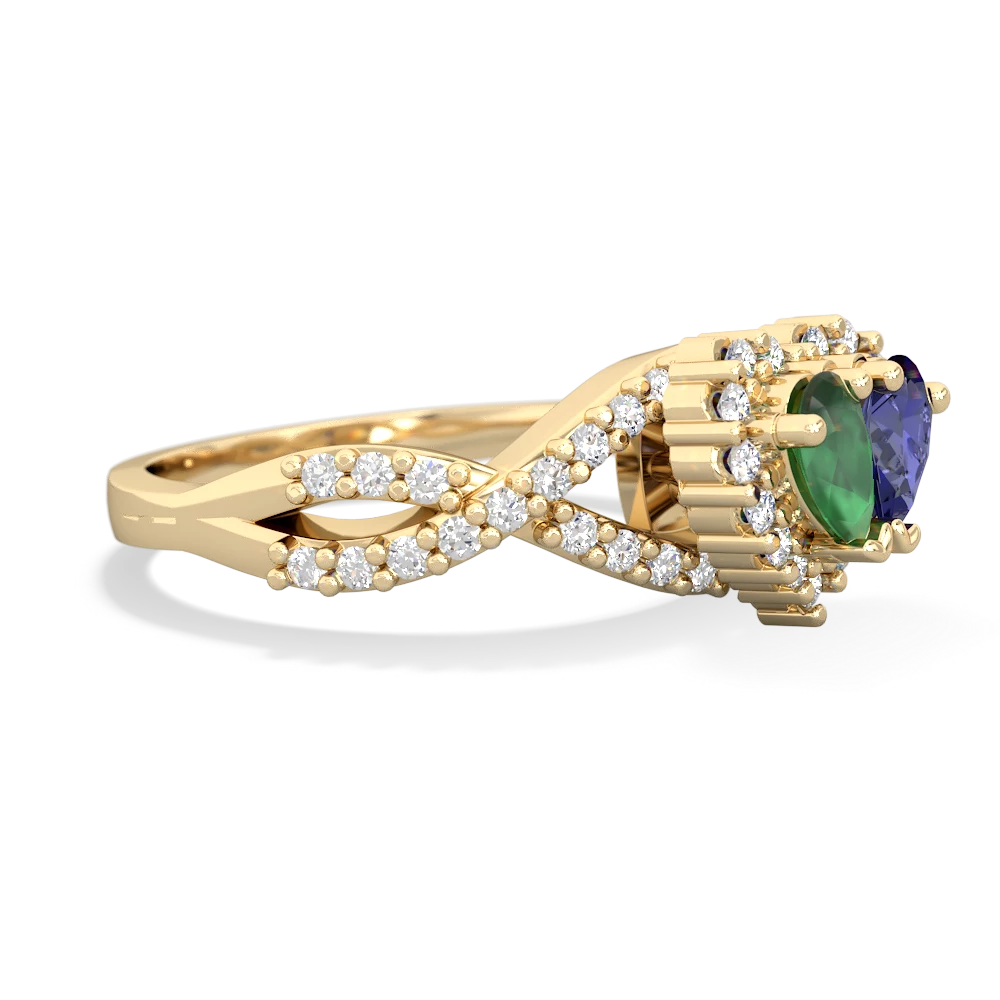 Emerald Diamond Twist 'One Heart' 14K Yellow Gold ring R2640HRT