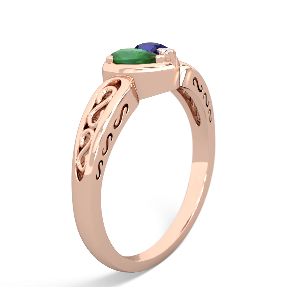 Emerald Filligree 'One Heart' 14K Rose Gold ring R5070