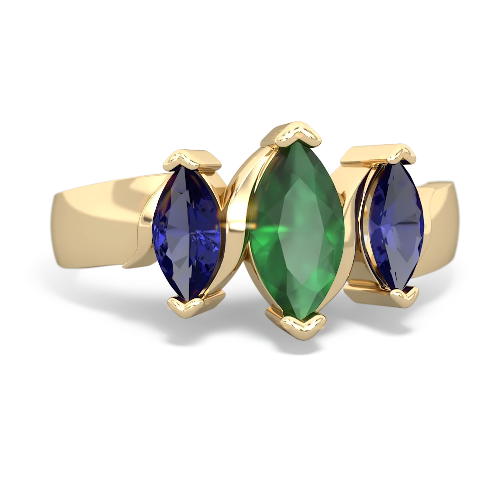 Emerald Three Peeks 14K Yellow Gold ring R2433